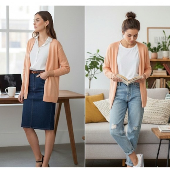 NWT Vince Camuto open front cárdigan lovely soft apricot color size small 329 - Picture 3 of 9